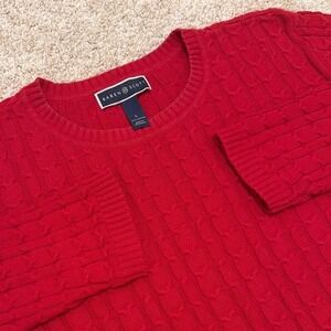 Y2K‎ Karen Scott 100% Cotton Cable Knit Sweater | Red | Large